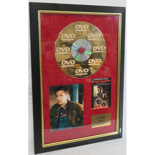 65 - Harrison Ford 'Blade Runner' DVD gold disc collection, framed with certificate from Our Price PLC, H... 