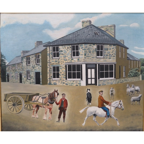 68 - English school 'Village Horse Fair' oil on canvas, 50x60cm, signed TW