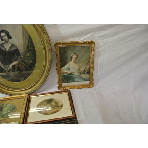 1 - Various pictures, prints, etc in box