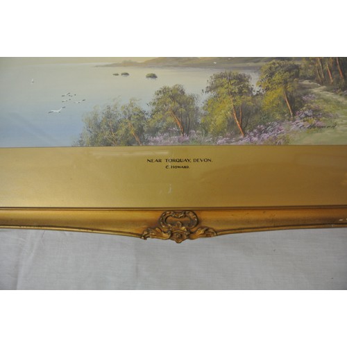 48 - C Howard 'Near Torquay, Devon' watercolour 17x43cm, signed