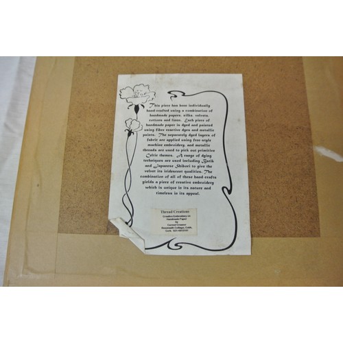 73 - Carmel Creaner ''Morning Catch' & 'Kerry Sky' a pair, textile art, 14x14cm each,  signed & inscribed