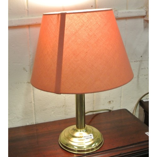 138 - Small brass electric table lamp with round stepped base