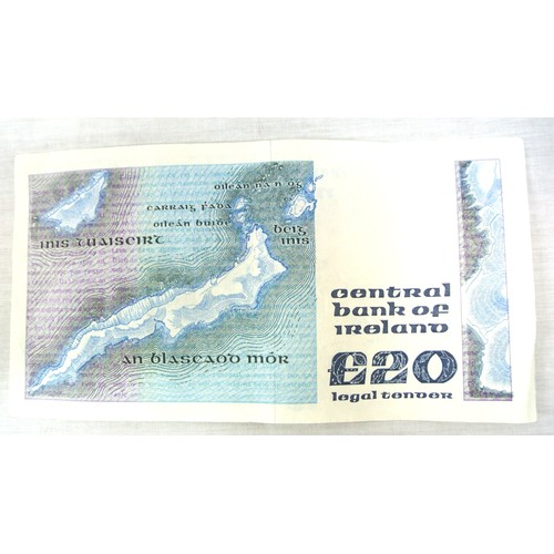 90 - 'Irish Writers, Philosophers and Artist' series £20 note, 05.07.1988. Maurice F Doyle and Sean P Cro... 