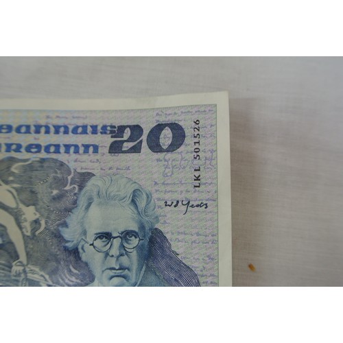 90 - 'Irish Writers, Philosophers and Artist' series £20 note, 05.07.1988. Maurice F Doyle and Sean P Cro... 