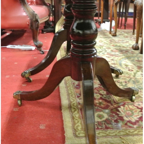 65 - Edwardian design D-end mahogany dining table with reeded borders, raised on twin baluster turned col... 