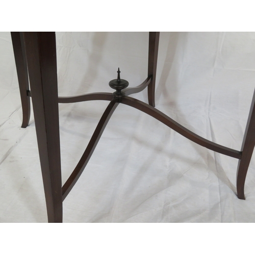 76 - Edwardian oval mahogany occasional table with shaped tapering legs & stretchers