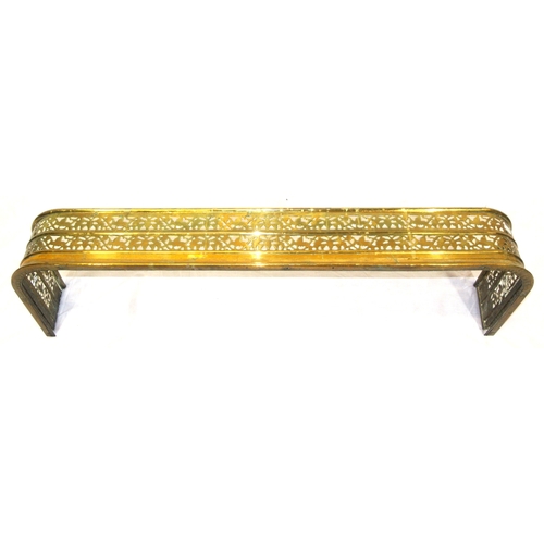 78 - Edwardian brass fire fender with pierced decoration