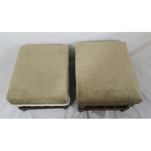 67 - Pair of Victorian style upholstered footstools with turned rails & legs