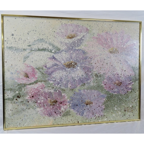 27 - Modern school 'Floral study' oil on canvas, signed indistinctly, 75x99cm