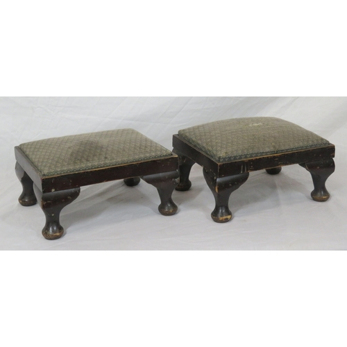 67 - Pair of Victorian style upholstered footstools with turned rails & legs