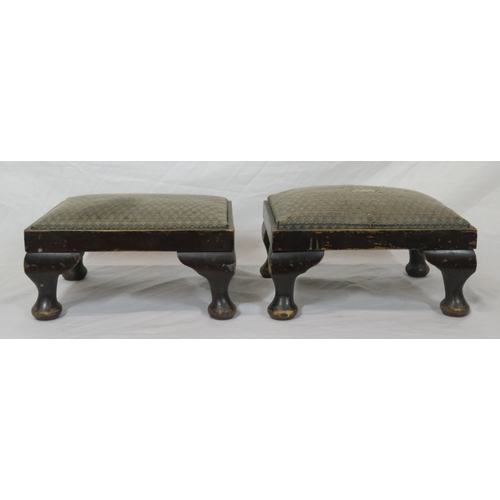 67 - Pair of Victorian style upholstered footstools with turned rails & legs