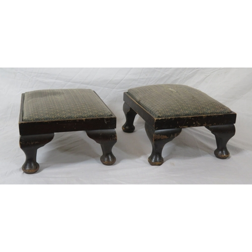 67 - Pair of Victorian style upholstered footstools with turned rails & legs