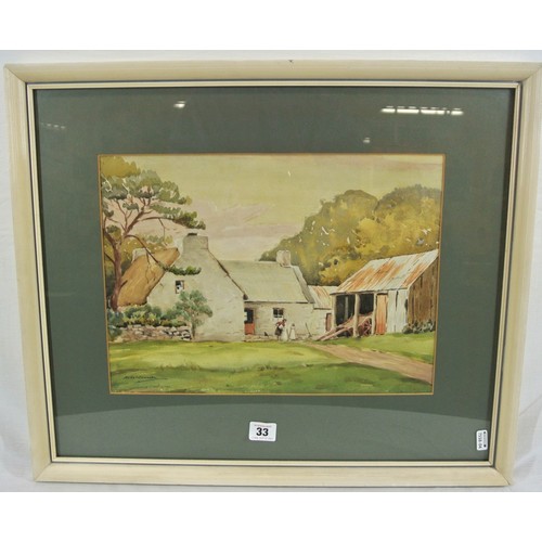 33 - Sean O'Connor 'Filling the milk churns' watercolour 27x37cm, signed