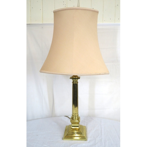 163 - Brass electric lamp with Corinthian column & stepped base