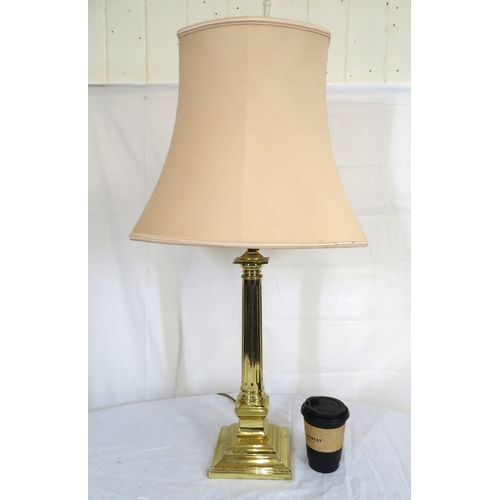 163 - Brass electric lamp with Corinthian column & stepped base