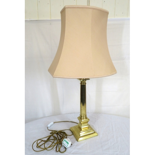 163 - Brass electric lamp with Corinthian column & stepped base