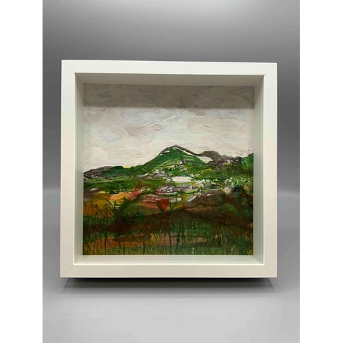 18 - 'Hills', acrylic on board, 27cm x27cm.