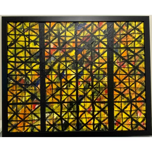 56 - 'Grid' acrylic on canvas board, 54 x 44cm