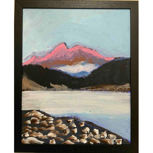 59 - 'Pink Mountain' acrylic on board, 56 x 46cm