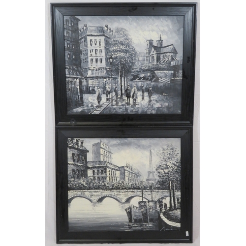 15 - French School 'Parisian scenes' a pair, oils on canvases, signed
