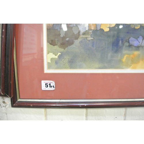 20 - RJ Todd 'Cottages' Pair of watercolours, 26x41cm each, signed