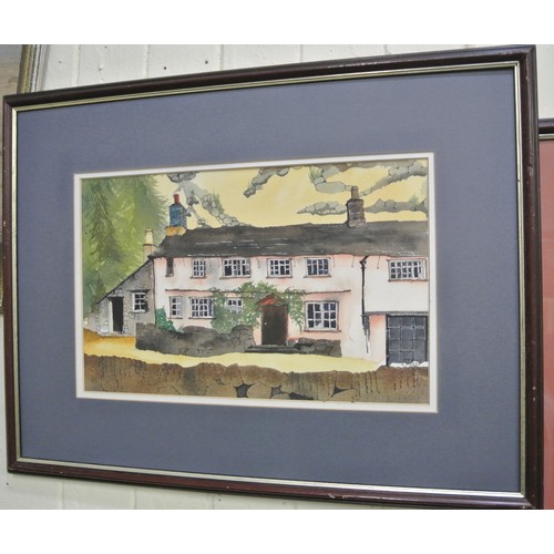 20 - RJ Todd 'Cottages' Pair of watercolours, 26x41cm each, signed