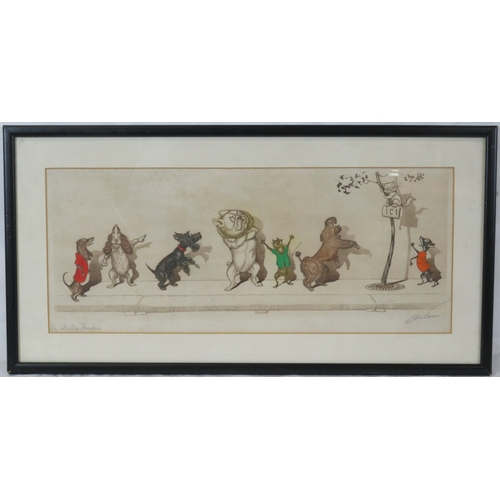 29 - Boris O'Klein 'Dirty Dogs of Paris: Le malentendu' print, 16x43cm, signed