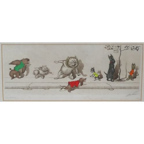 30 - Boris O’Klein 'Dirty Dogs Of Paris: La Queue' Print, 16x43cm, signed