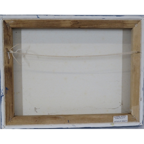 35 - Angela Nelson 'Moored boats, Newtown' oil on canvas, 36x46cm, signed