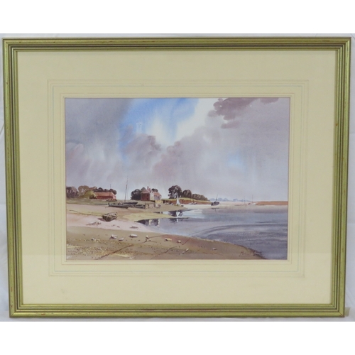 37 - Michael Crawley 'Burnham Overy Staithe Beach' watercolour,  25x34cm, signed, titled verso