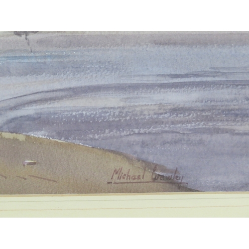 37 - Michael Crawley 'Burnham Overy Staithe Beach' watercolour,  25x34cm, signed, titled verso