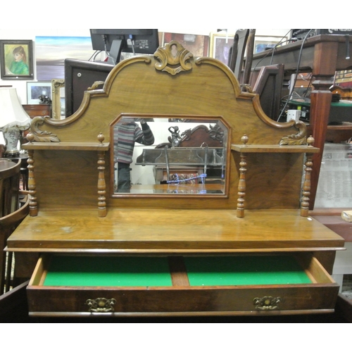 85 - Victorian mahogany chiffonier sideboard with shaped scroll decorated tray back, with bevelled mirror... 