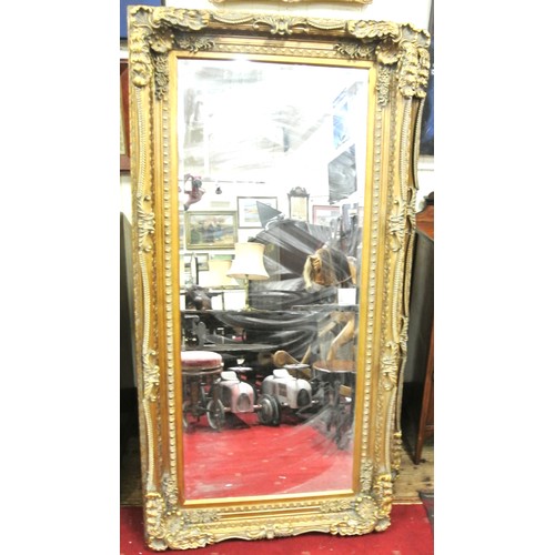 115 - Ornate gilt framed bevelled glass mirror with egg & dart, acanthus leaf & foliate decoration 175x88c... 