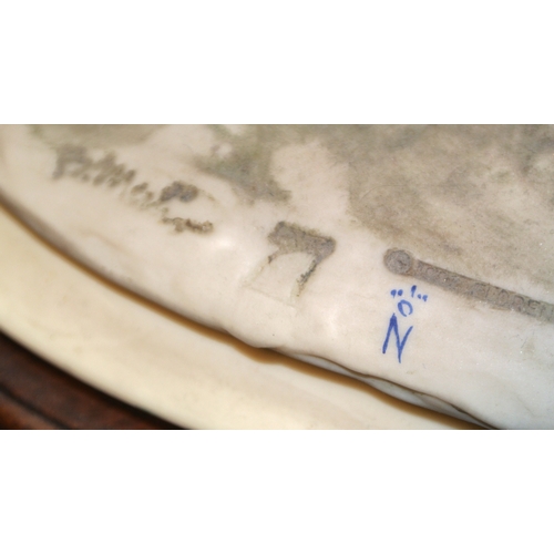 127 - Ornate Capodimonte group of card players, on scroll decorated base on timber stand