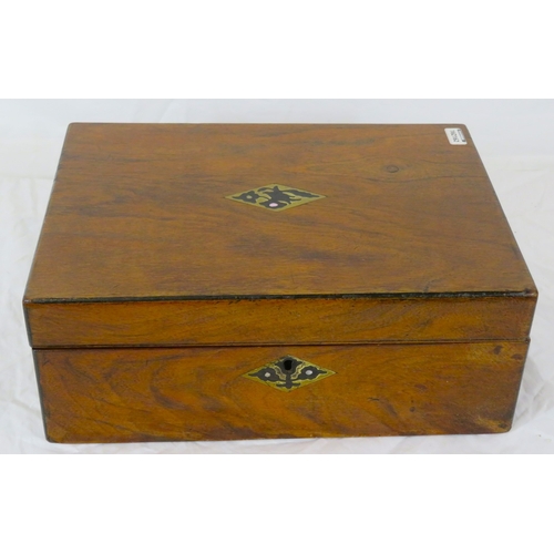 143 - Edwardian inlaid mahogany fold-out writing slope with fitted & leather lined interior