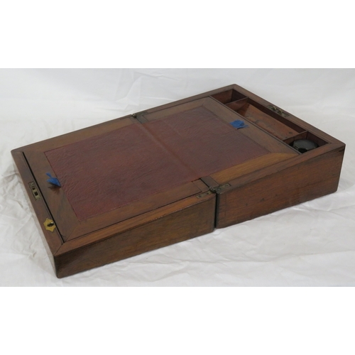 143 - Edwardian inlaid mahogany fold-out writing slope with fitted & leather lined interior