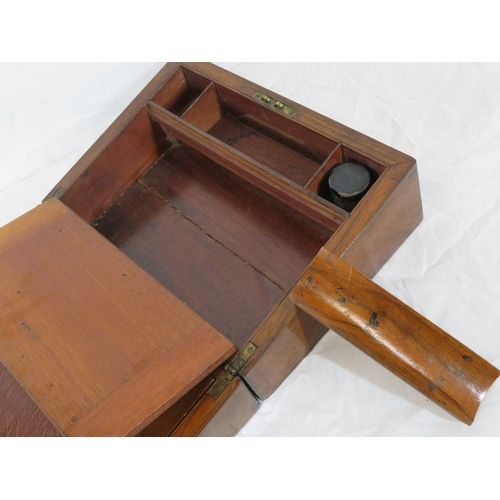 143 - Edwardian inlaid mahogany fold-out writing slope with fitted & leather lined interior