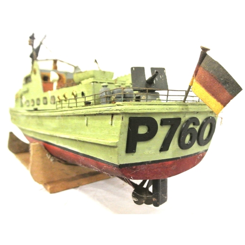 147 - Timber model of a E-boat, P760, on stand
