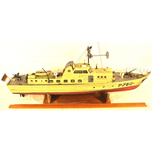 147 - Timber model of a E-boat, P760, on stand