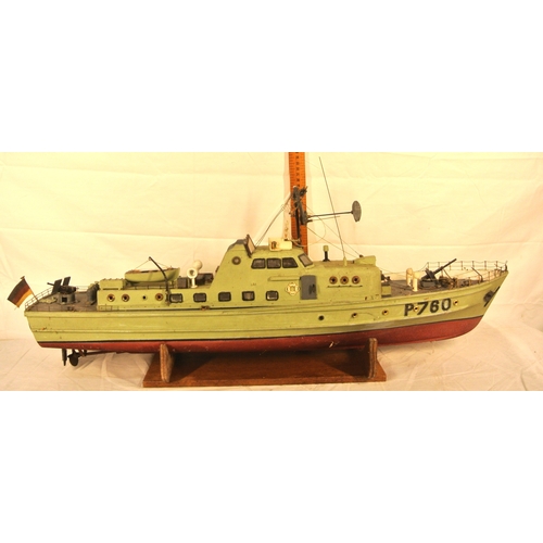147 - Timber model of a E-boat, P760, on stand