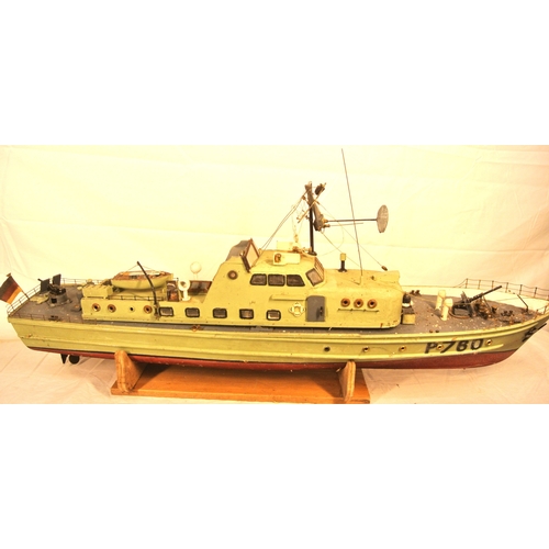 147 - Timber model of a E-boat, P760, on stand