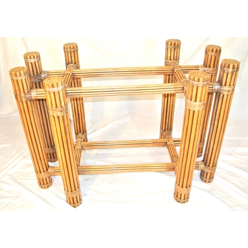 180 - Art Deco style bevelled glass topped oblong conservatory table with tied bamboo lined metal stand