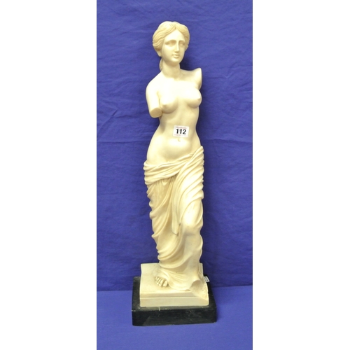 189 - Ornate alabaster statue of Venus de Milo on stepped base