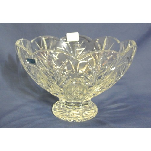 203 - Waterford Crystal 'Marquis' round flower or fruit bowl with scalloped rim, on raised round base