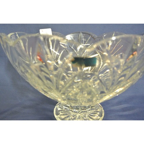 203 - Waterford Crystal 'Marquis' round flower or fruit bowl with scalloped rim, on raised round base