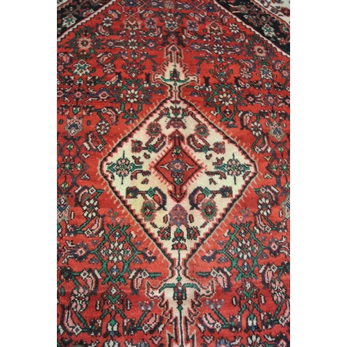 206 - Full pile hand woven Persian Sarouk carpet with geometrical medallion design, 340x240cm