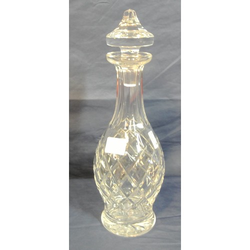 218 - Waterford Crystal cut glass baluster shaped decanter with diamond decoration & stopper