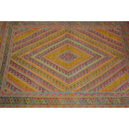 224 - Hand woven wool full pile Afghan Moshwani tribal rug embossed, woven on wool, 188x152cm