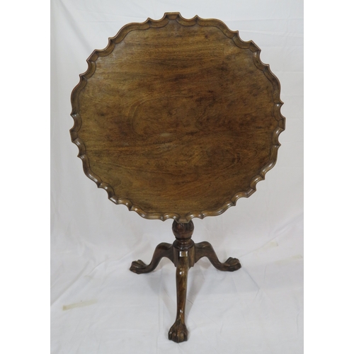 225 - Georgian mahogany centre or occasional tip-top table with pie-crust rim, bird-cage support, foliate ... 