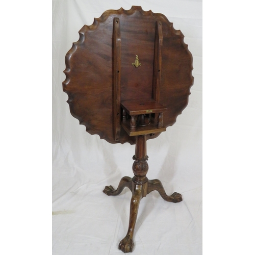 225 - Georgian mahogany centre or occasional tip-top table with pie-crust rim, bird-cage support, foliate ... 